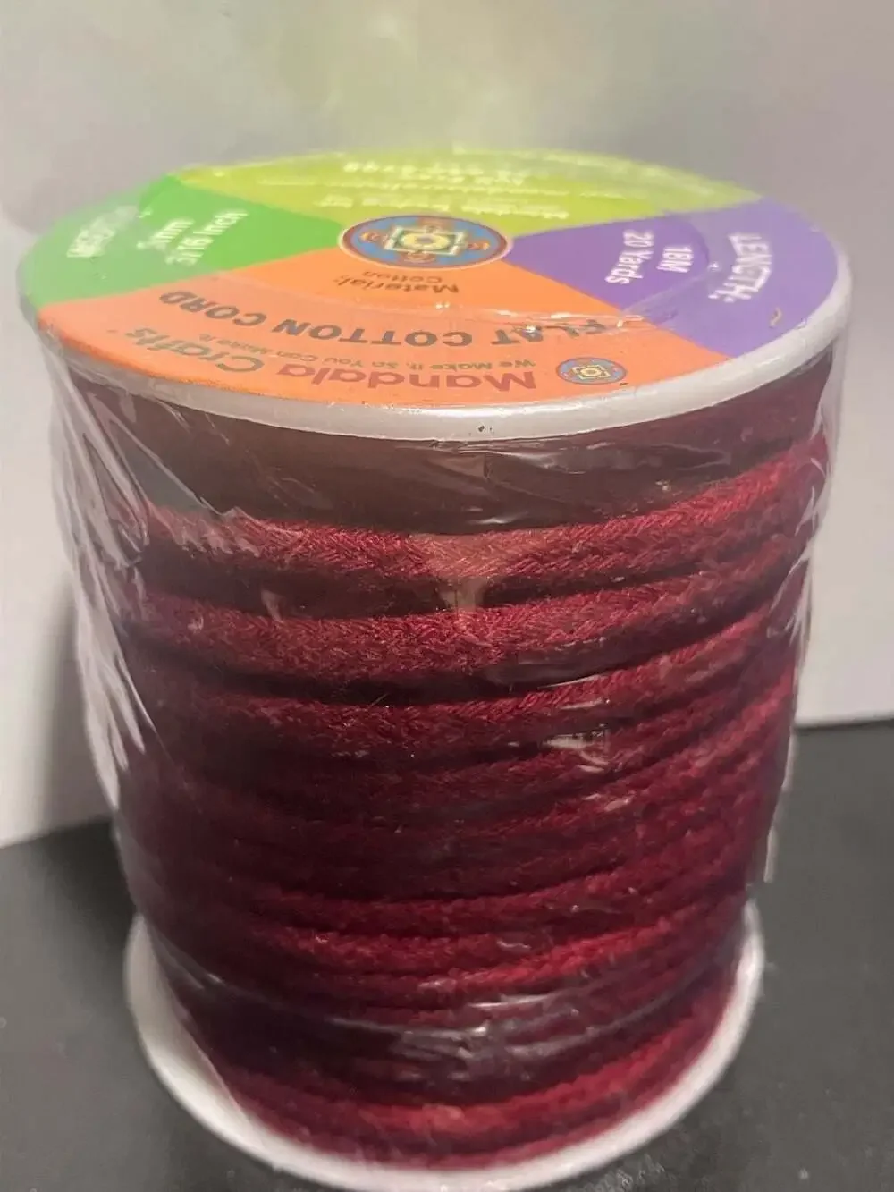 Maroon | Mandala Crafts 3/8” Flat Cotton Drawstring ~20 Yards